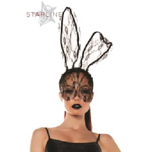 Lace Bunny Mask Blk OS