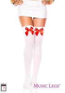 4742 Satin Red Bow T/H White