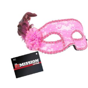 Sex Mission Feathered Lace Mask Pink