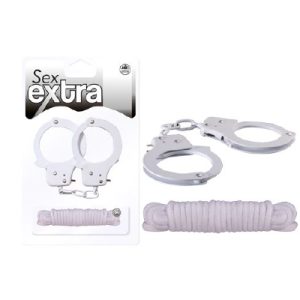 Sex Extra Metal Cuffs & lov/Rope White