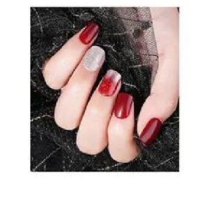 Press On Nails Amazing Gel Red & Silver