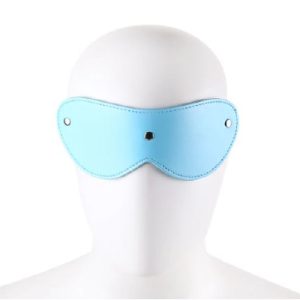 b102 Faux Leather Stud Blindfold Blue