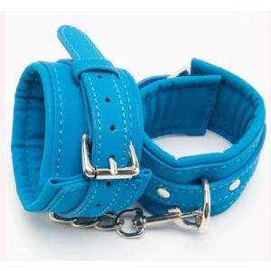 Soft Blue Padded Leather Wrist Cuffs