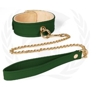 Vegan Collar and Chain Leash Green